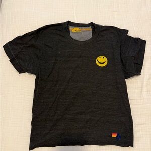 Aviator Nation Black T-Shirt with Yellow Smiley